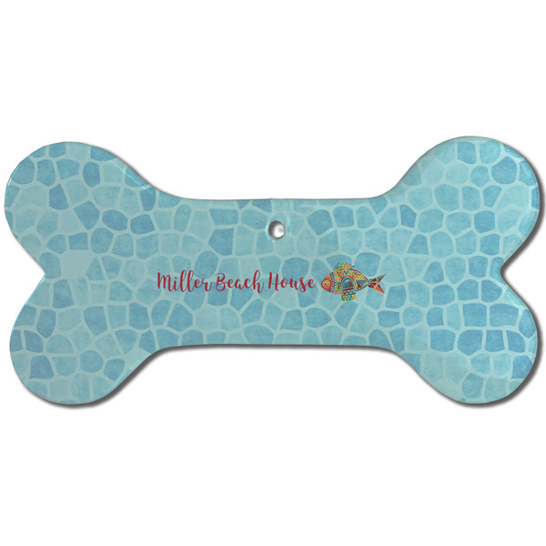 Mosaic Fish Ceramic Flat Ornament - Bone Front