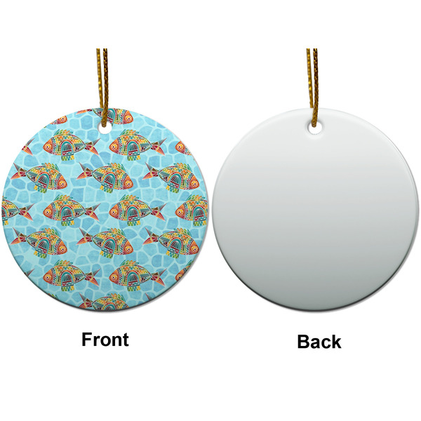 Mosaic Fish Ceramic Flat Ornament - Circle Front & Back (APPROVAL)