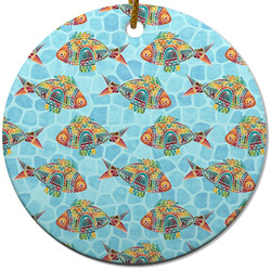 Mosaic Fish Round Ceramic Ornament