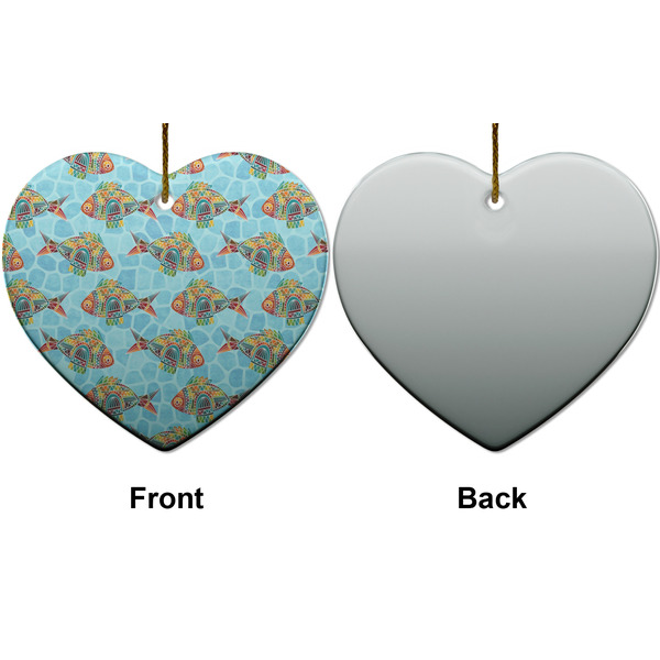 Mosaic Fish Ceramic Flat Ornament - Heart Front & Back (APPROVAL)