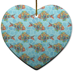 Mosaic Fish Heart Ceramic Ornament