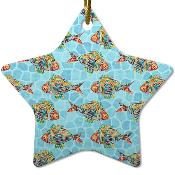 Mosaic Fish Ceramic Flat Ornament - Star (Front)