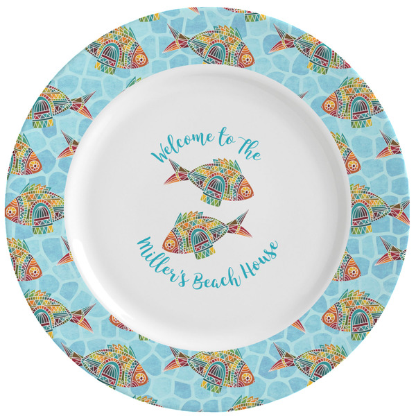Custom Mosaic Fish Ceramic Dinner Plates (Set of 4)