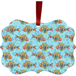 Mosaic Fish Metal Frame Ornament - Double Sided