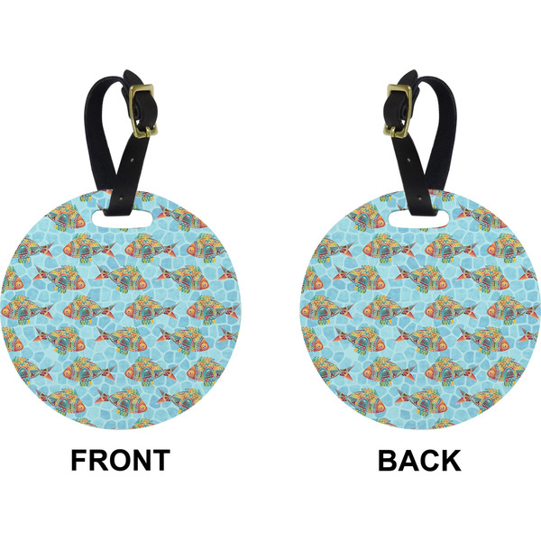 Colorful Fish Circle Luggage Tag (Front + Back)