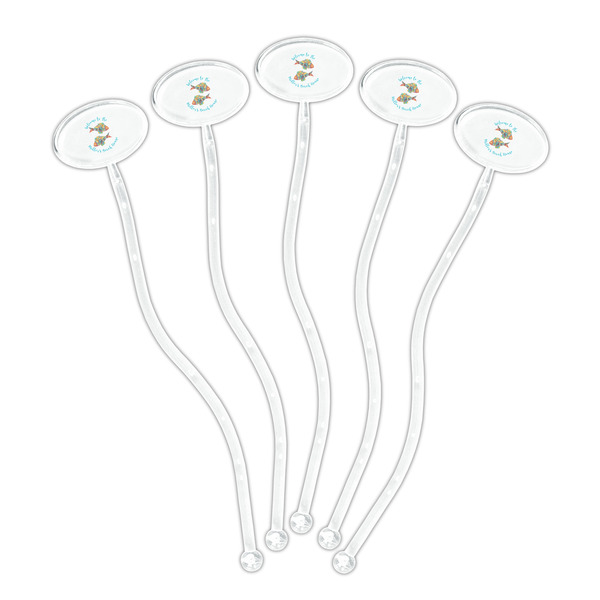 Mosaic Fish Clear Plastic 7" Stir Stick - Oval - Fan