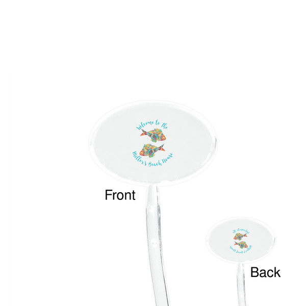 Mosaic Fish Clear Plastic 7" Stir Stick - Oval - Front & Back