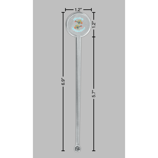 Mosaic Fish Clear Plastic 7" Stir Stick - Round - Dimensions