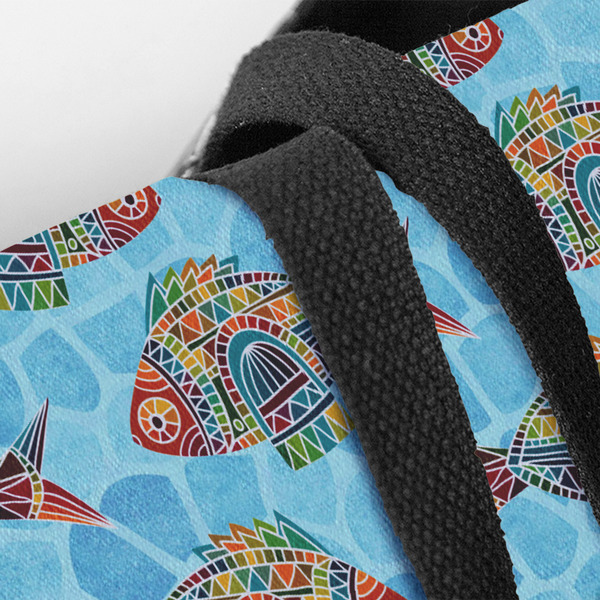Mosaic Fish Closeup of Tote w/Black Handles