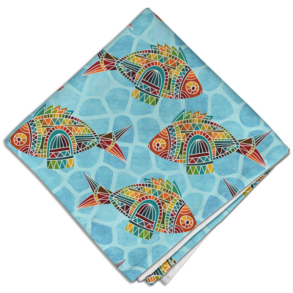 Mosaic Fish Cloth Napkins - Personalized Dinner (Folded Four Corners)