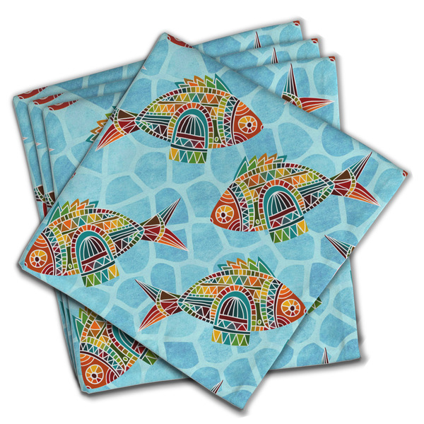 Custom Mosaic Fish Cloth Napkins (Set of 4)