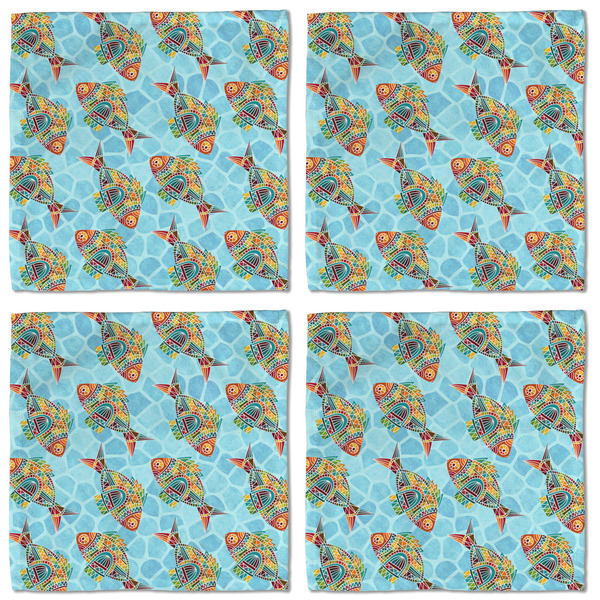 Mosaic Fish Cloth Napkins - Personalized Lunch (APPROVAL) Set of 4