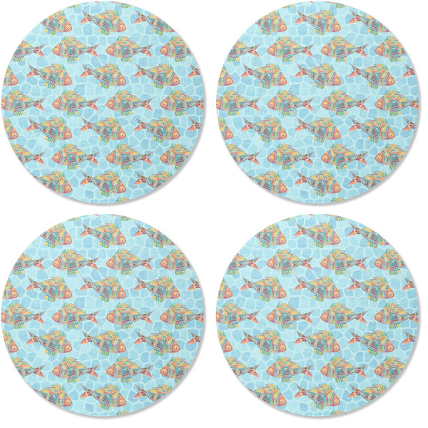 Mosaic Fish Coaster Round Rubber Back - Apvl