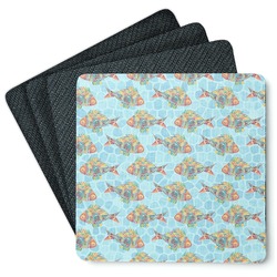 Mosaic Fish Square Rubber Backed Coasters - Set of 4