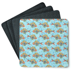Mosaic Fish Square Rubber Backed Coasters - Set of 4