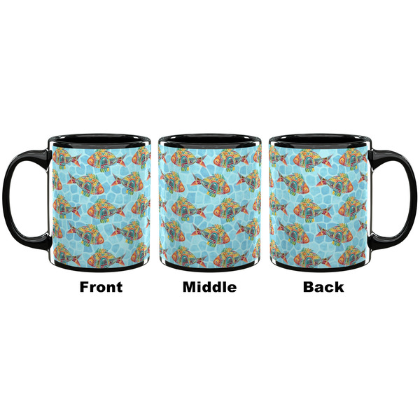 Mosaic Fish Coffee Mug - 11 oz - Black APPROVAL