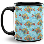 Mosaic Fish 11 Oz Coffee Mug - Black