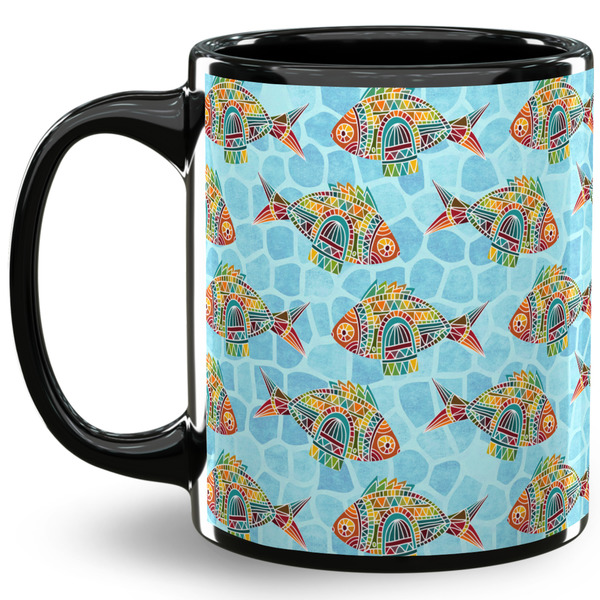 Custom Mosaic Fish 11 Oz Coffee Mug - Black
