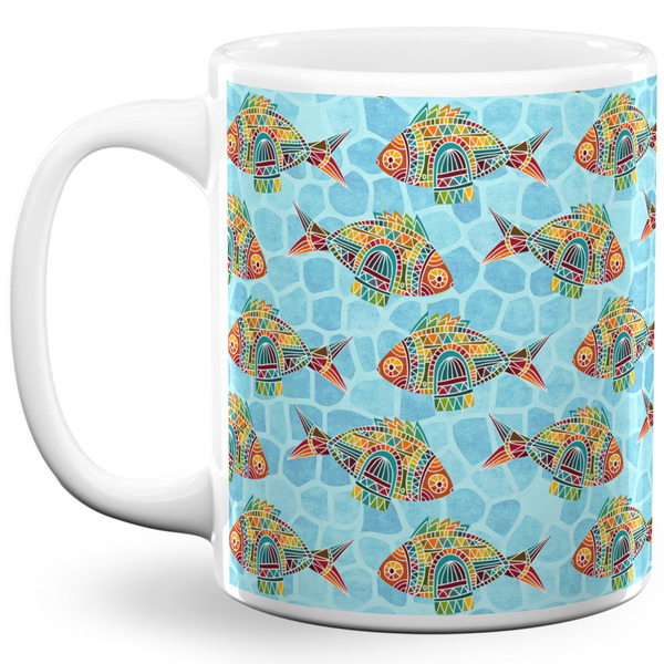 Custom Mosaic Fish 11 Oz Coffee Mug - White
