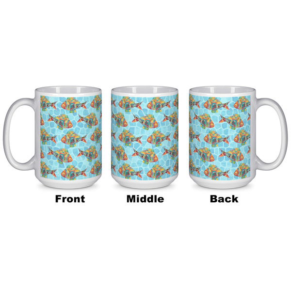 Mosaic Fish Coffee Mug - 15 oz - White APPROVAL