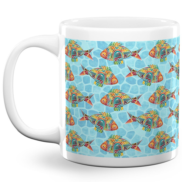 Custom Mosaic Fish 20 Oz Coffee Mug - White