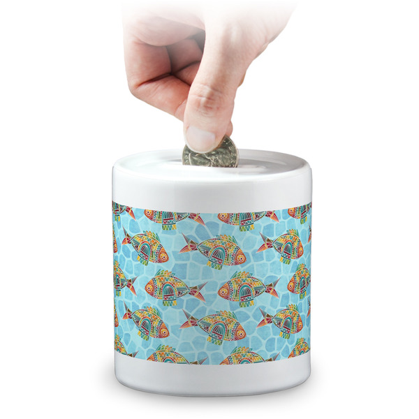 Custom Mosaic Fish Coin Bank