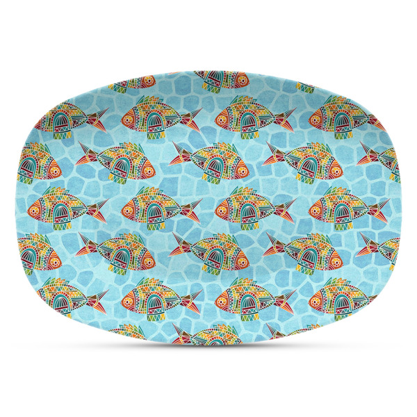 Custom Mosaic Fish Plastic Platter - Microwave & Oven Safe Composite Polymer
