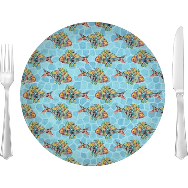 Custom Mosaic Fish 10" Glass Lunch / Dinner Plates - Single or Set