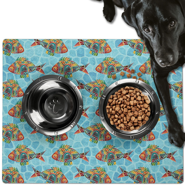 Mosaic Fish Dog Food Mat - Large LIFESTYLE