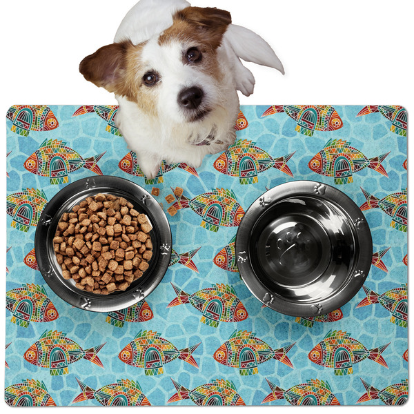 Mosaic Fish Dog Food Mat - Medium LIFESTYLE