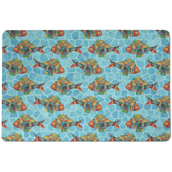Custom Mosaic Fish Dog Food Mat