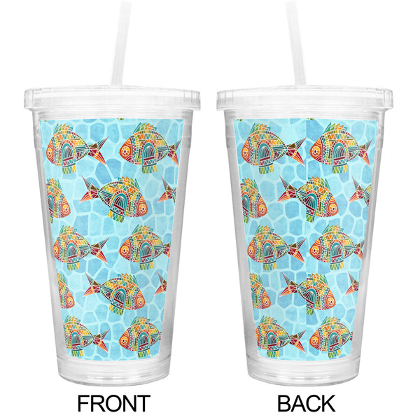 Mosaic Fish Double Wall Tumbler with Straw - Approval