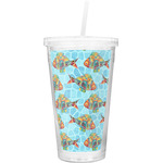 Mosaic Fish Double Wall Tumbler with Straw