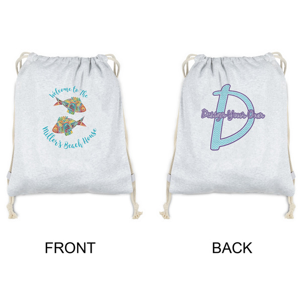 Mosaic Fish Drawstring Backpacks - Sweatshirt Fleece - Double Sided - APPROVAL