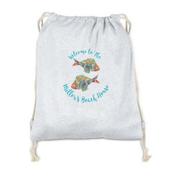 Mosaic Fish Drawstring Backpack - Sweatshirt Fleece - Double Sided