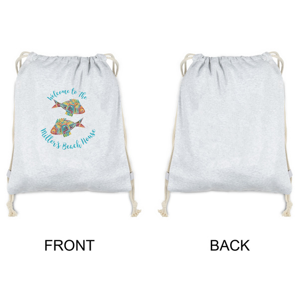 Mosaic Fish Drawstring Backpacks - Sweatshirt Fleece - Single Sided - APPROVAL