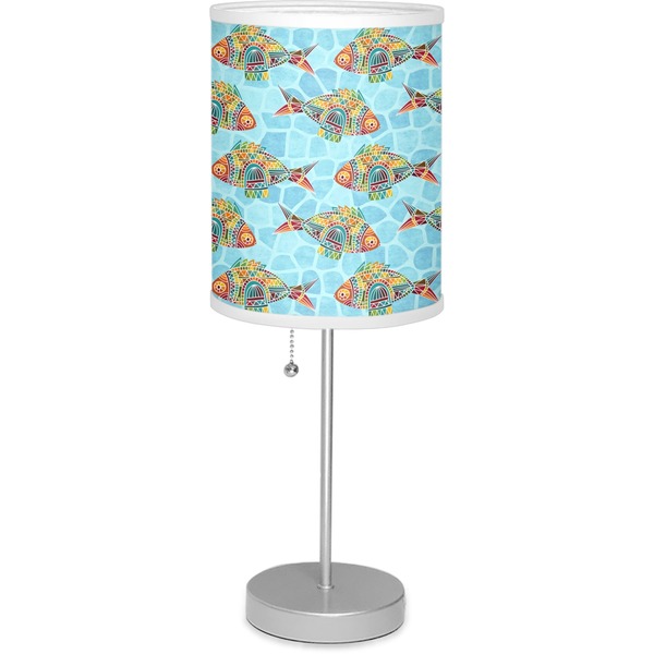 Custom Mosaic Fish 7" Drum Lamp with Shade Polyester