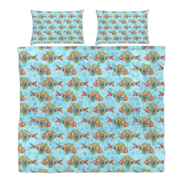Mosaic Fish Duvet Cover Set - King - Alt Approval