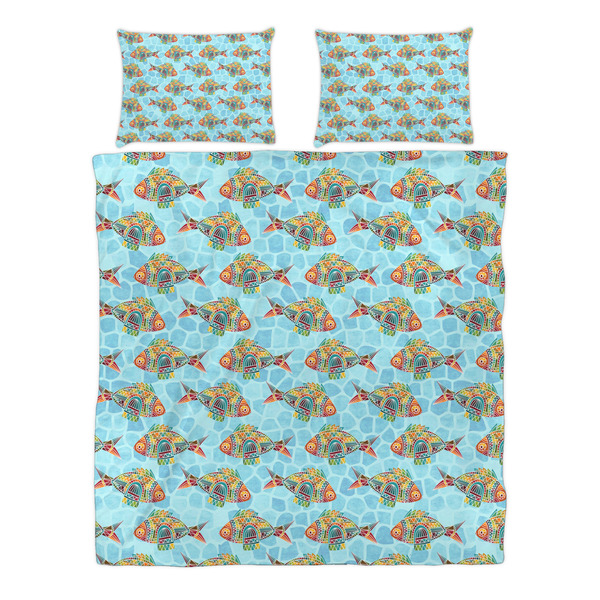 Mosaic Fish Duvet cover Set - Queen - Alt Approval