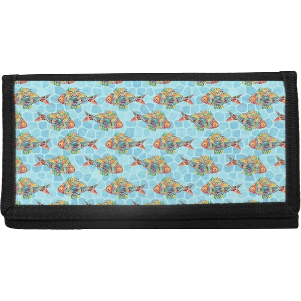 Custom Mosaic Fish Canvas Checkbook Cover
