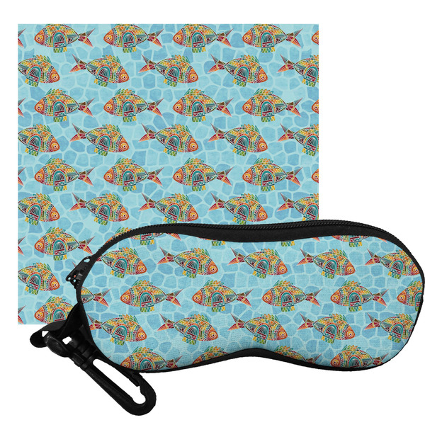 Custom Mosaic Fish Eyeglass Case & Cloth