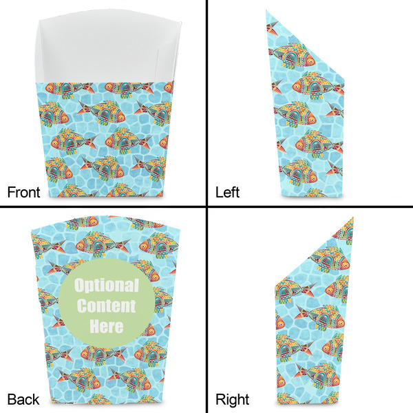 Mosaic Fish French Fry Favor Box - Front & Back View