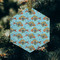 Mosaic Fish Frosted Glass Ornament - Hexagon (Lifestyle)