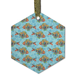 Mosaic Fish Flat Glass Ornament - Hexagon