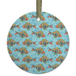 Mosaic Fish Flat Glass Ornament - Round