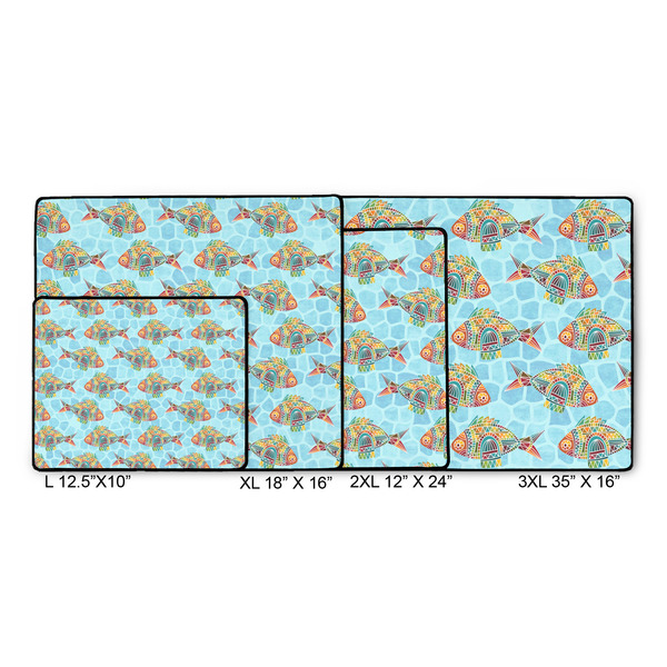 Mosaic Fish Gaming Mats - SIZE CHART