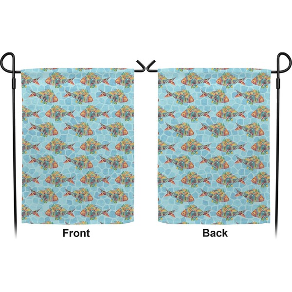 Mosaic Fish Garden Flag - Double Sided Front and Back