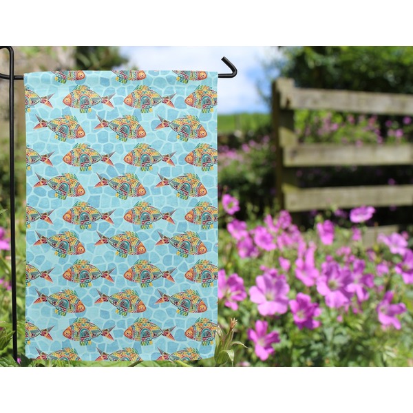 Mosaic Fish Garden Flag - Outside In Flowers