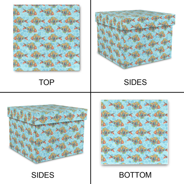 Mosaic Fish Gift Boxes with Lid - Canvas Wrapped - Medium - Approval