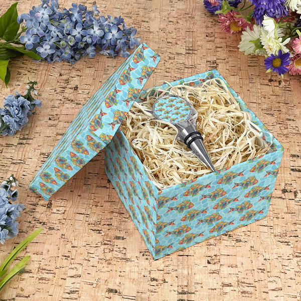 Mosaic Fish Gift Boxes with Lid - Canvas Wrapped - Medium - In Context